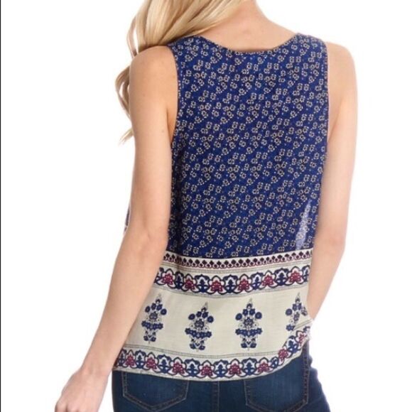 FORGOTTEN Grace blue tassel summer top - Picture 2 of 2